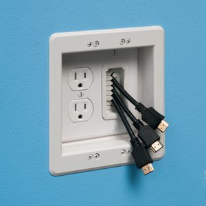 Arlington TVBR505K Plastic Screw Mount 2-Gang Recessed TV Box Kit 6.254-Inch x 6.942-Inch x 3.75-Inch White TV BOX