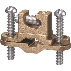 Arlington 717DB Solid Bronze With Stainless Steel Screws Bare Wire Ground Clamp With Open Lug 3/8 - 1-Inch Pipe 10-2-AWG