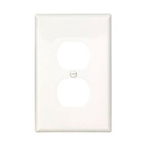 Cooper Wiring Device PJ8W Polycarbonate Screw Mount Midway Size 1-Gang Duplex Receptacle Wallplate 1-Duplex Receptacle White