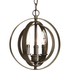 Progress Lighting P5142-20 3-Light Pendant Fixture with 6 Links Of Chain 60-Watt Antique Bronze Equinox