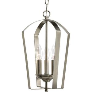 Progress Lighting P3928-09 3-Light Hall And Foyer Fixture 60-Watt 120-Volt Brushed Nickel Gather