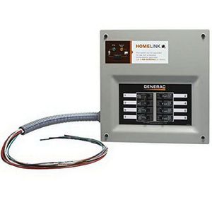 Generac 6854 2-Pole Upgradeable 10-Circuit Manual Transfer Switch 30-Amp 240-Volt NEMA 1 Indoor HomeLink