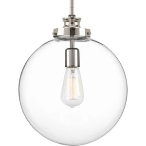 Progress Lighting P5328-104 1-Light Large Pendant Fixture 100-Watt 120-Volt AC Polished Nickel Penn