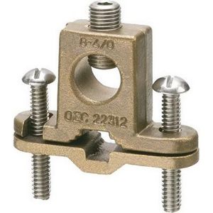 Arlington 718DB Solid Bronze Bare Wire Ground Clamp With Closed Lug 3/8 - 1-Inch Pipe 8-4/0-AWG