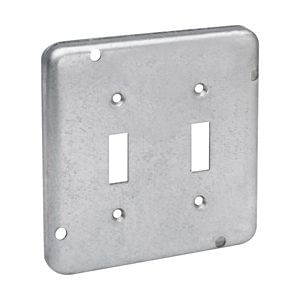 Crouse-Hinds TP726 Steel Surface Cover With (2) Toggle Switch Opening 4-11/16-Inch x 4-11/16-Inch x 1/2-Inch