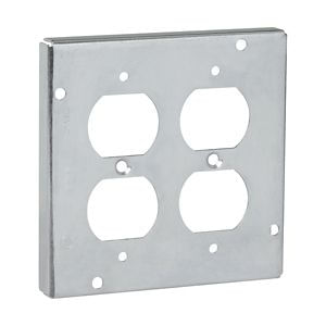 Crouse-Hinds TP728 Steel Surface Cover With (2) Duplex Receptacle Opening 4-11/16-Inch x 4-11/16-Inch x 1/2-Inch