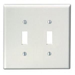 Leviton 80509-W Thermoset Device Mount Midway Size 2-Gang Wallplate 2-Toggle Switch White
