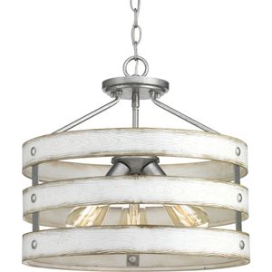 Progress Lighting P350049-141 3-Light Semi-Flush/Convertible Fixture 75-Watt 120-Volt Galvanized Gulliver