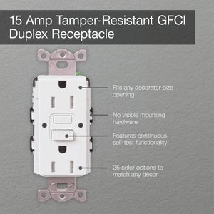 Lutron SCR-15-GFST-BI Tamper-Resistant Self-Test GFCI Receptacle 15-Amp 125-Volt Biscuit